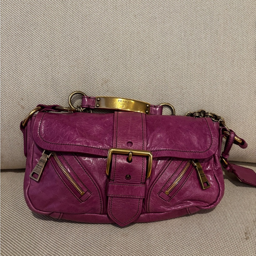 Prada Purple Leather Shoulder Bag